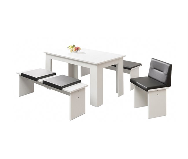 Conforama Conjunto mesa y 2 bancos de cocina CITY blanco