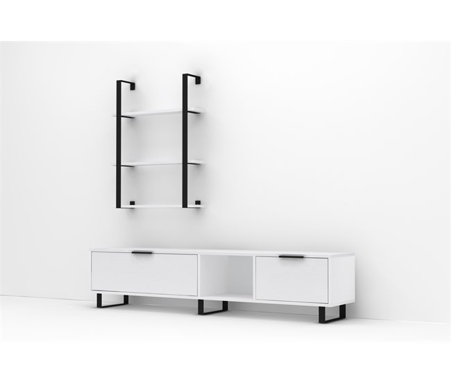 Conforama Conjunto Mueble TV+ Estantería ZENA Blanco