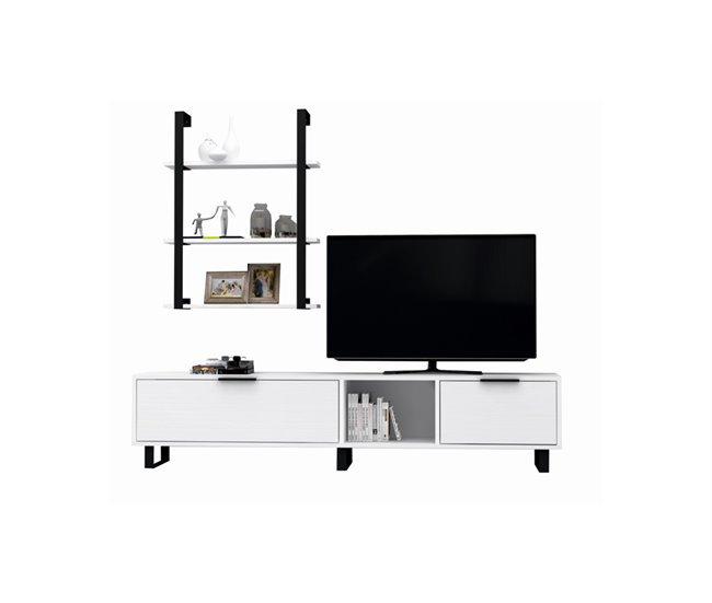 Conforama Conjunto mueble TV+ estantería ZENA blanco