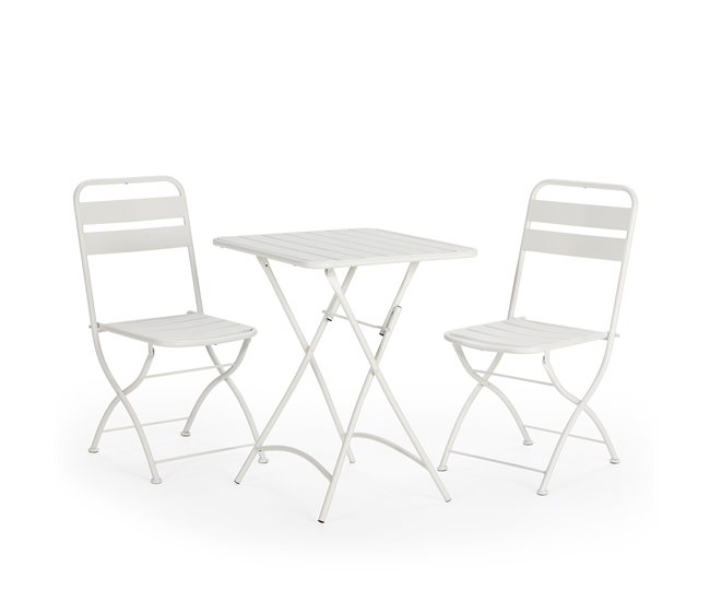 Conforama Conjunto Muebles de Jardín Perla 3 Piezas Mesa y 2 sillas