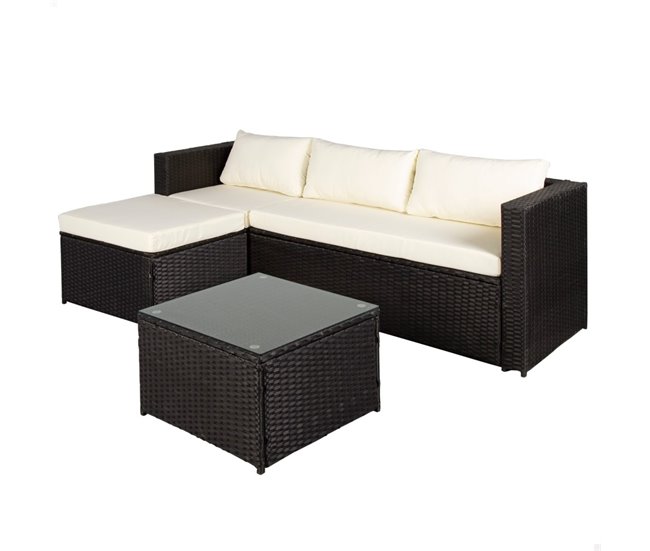 Conforama Conjunto muebles terraza y jardín ratán c/sofá modular y mesa Aktive