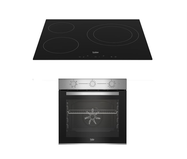 Conforama Conjunto placa vitrocerámica + horno multifución BEKO BBSE12120XD