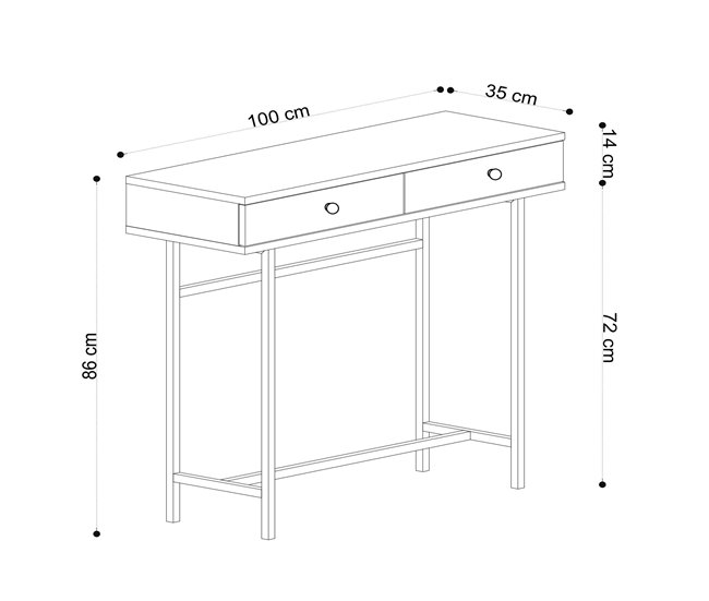 Conforama Consola 2 Cajones Decorativa Roble Y Negro L100 Cm - Esta