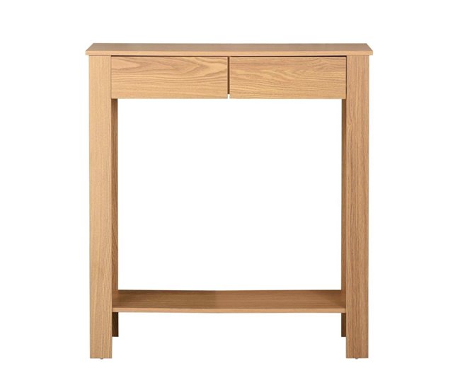 Conforama Consola alta de 2 cajones decorada en roble - L79 cm