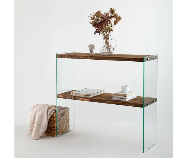 Conforama Consola Dacell Mesa Multiusos Gabinete De Soporte Escritorio De Pasillo 90x30h80 Cm Nuez