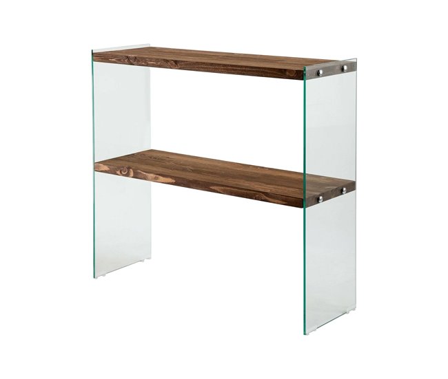 Conforama Consola Dacell Mesa multiusos Gabinete de soporte Escritorio de pasillo 90x30h80 cm Nuez