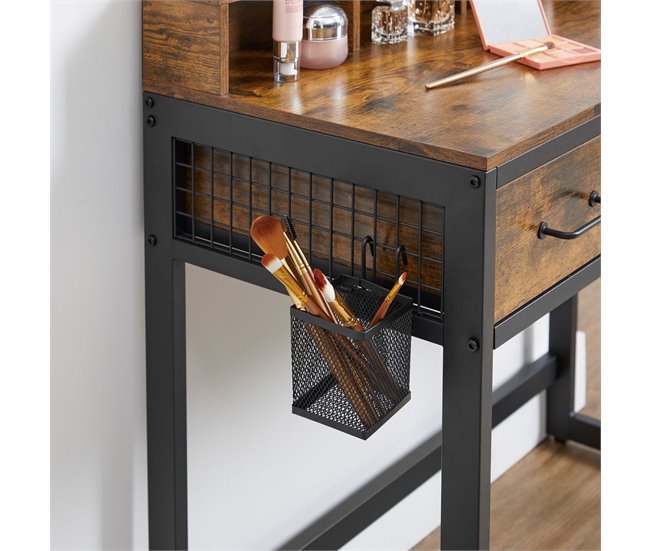 Conforama Consola De Maquillaje Con Espejo Almacenamiento Y Taburete - L90 Cm