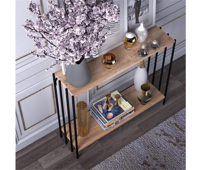 Conforama Consola Decorativa De Pino Atlántico Y Negro L90 Cm - Verona