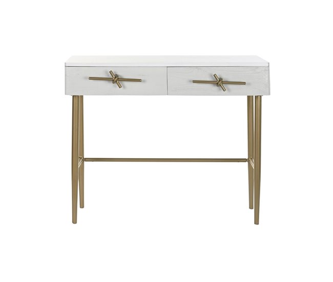 Conforama Consola DKD Home Decor Blanco Multicolor Dorado Metal Hierro Madera De Mango 30 X 40 Cm 90 X 45 X 74 Cm