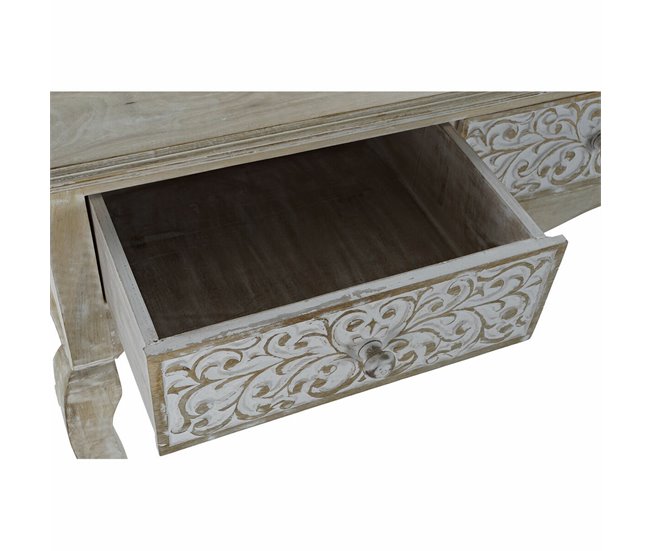 Conforama Consola DKD Home Decor Blanco Multicolor Madera Madera De Mango 92 X 42 X 81 Cm