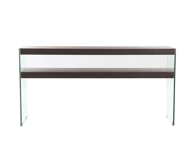 Conforama Consola DKD Home Decor Marrón Transparente Cristal Nogal Madera MDF 160 X 45 X 80 Cm