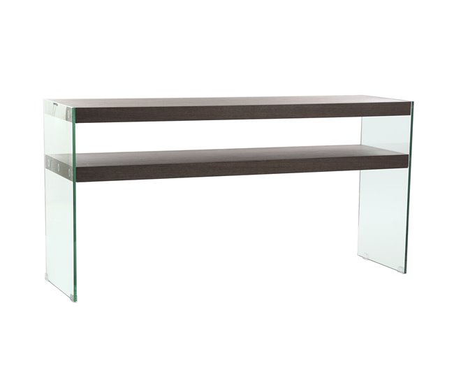 Conforama Consola DKD Home Decor Marrón Transparente Cristal Nogal Madera MDF 160 x 45 x 80 cm