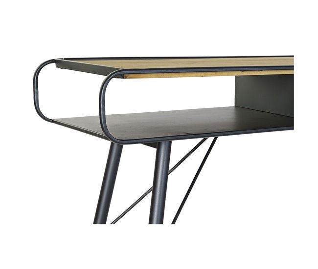 Conforama Consola DKD Home Decor Negro Metal Abeto Marrón Claro (120 X 38 X 78 Cm)