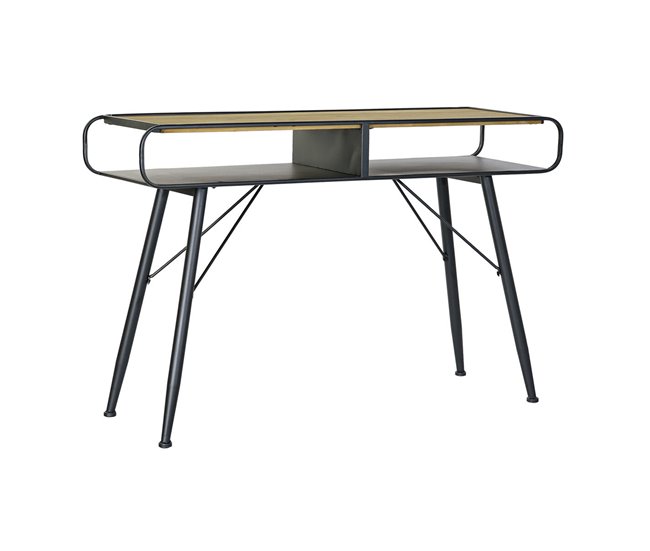 Conforama Consola DKD Home Decor Negro Metal Abeto Marrón claro (120 x 38 x 78 cm)
