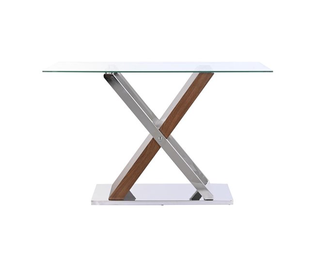 Conforama Consola DKD Home Decor Transparente Plateado Marrón Oscuro Cristal Acero 120 X 40 X 75 Cm
