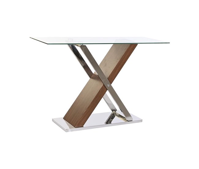 Conforama Consola DKD Home Decor Transparente Plateado Marrón oscuro Cristal Acero 120 x 40 x 75 cm