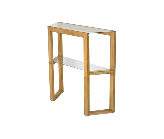 Conforama Consola Dlobotk Mesa multiusos Gabinete de soporte Escritorio de pasillo 85x31h85 cm Roble