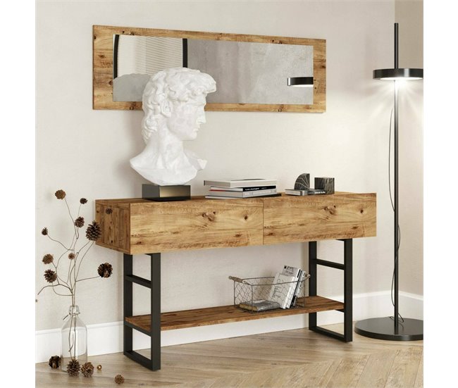 Conforama Consola Dmarfell Mesa Multiusos Gabinete De Soporte Escritorio De Pasillo 139x43h76 Cm Roble