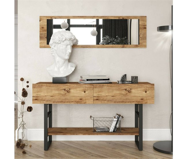 Conforama Consola Dmarfell Mesa Multiusos Gabinete De Soporte Escritorio De Pasillo 139x43h76 Cm Roble