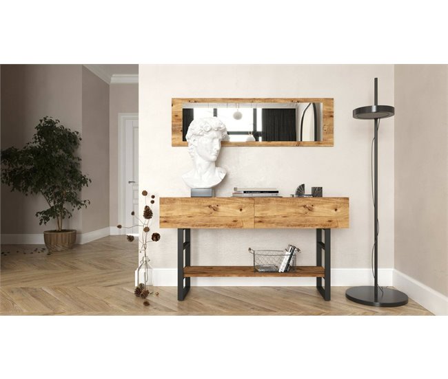 Conforama Consola Dmarfell Mesa Multiusos Gabinete De Soporte Escritorio De Pasillo 139x43h76 Cm Roble