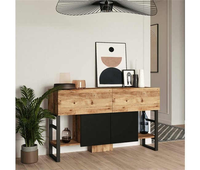 Conforama Consola Dmarfell Mesa Multiusos Gabinete De Soporte Escritorio De Pasillo 139x43h84 Cm Roble