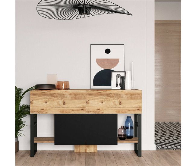 Conforama Consola Dmarfell Mesa Multiusos Gabinete De Soporte Escritorio De Pasillo 139x43h84 Cm Roble