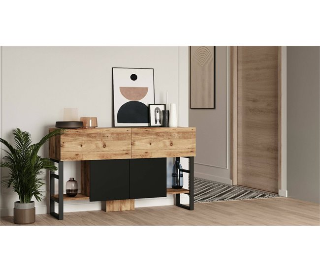Conforama Consola Dmarfell Mesa Multiusos Gabinete De Soporte Escritorio De Pasillo 139x43h84 Cm Roble
