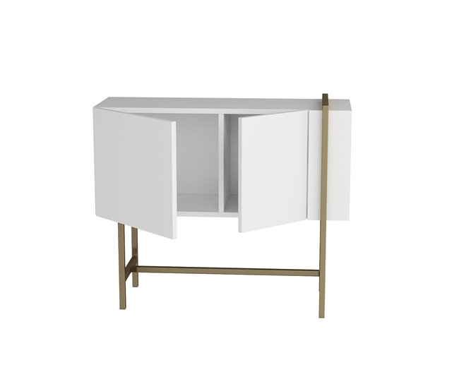 Conforama Consola EUFORIA Color Blanco Con Patas Metálicas Doradas