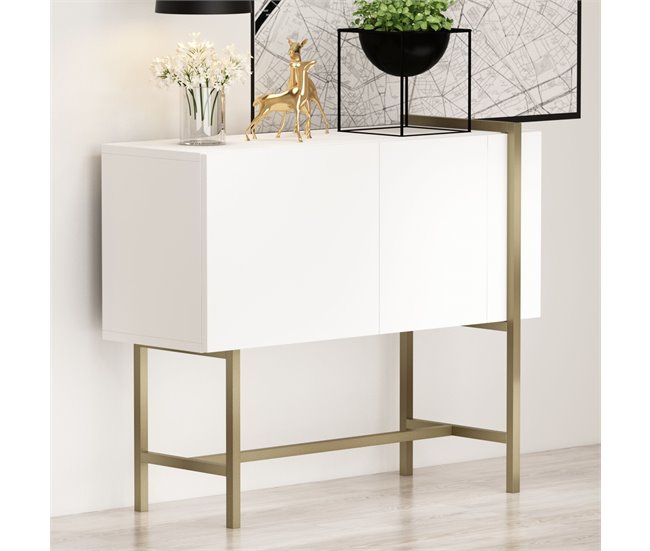 Conforama Consola EUFORIA Color Blanco Con Patas Metálicas Doradas