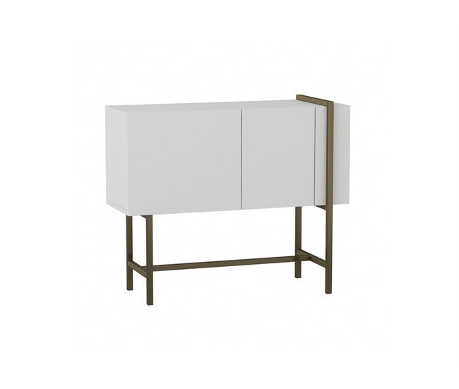 Conforama Consola EUFORIA color blanco con patas metálicas doradas