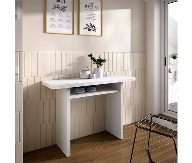 Conforama Consola Extensible Dmanuel Consola Extensible Auxiliar Multiposiciones Mesa De Comedor Plegable Con Tapa Abatible 110x33/66h75 Cm Blanco