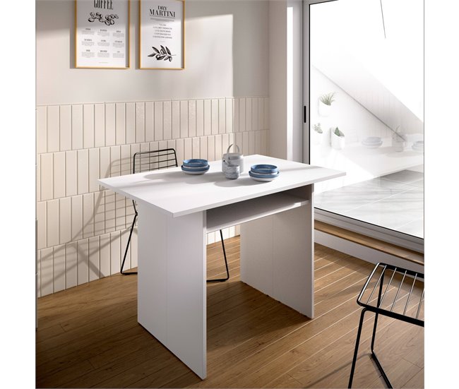 Conforama Consola Extensible Dmanuel Consola Extensible Auxiliar Multiposiciones Mesa De Comedor Plegable Con Tapa Abatible 110x33/66h75 Cm Blanco