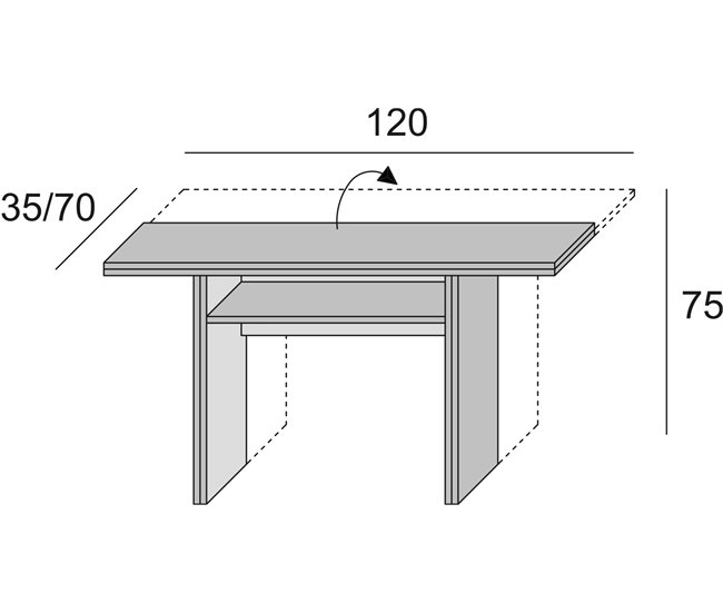 Conforama Consola Extensible Lavanda Mesa De Comedor Con Apertura Abatible Consola Multiusos Extensible 100% Made In Italy 120x70h75 Cm Cemento