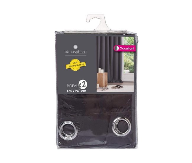 Conforama Cortinas Atmosphera Opaco Gris Poliéster 2 Unidades (135 X 240 Cm)