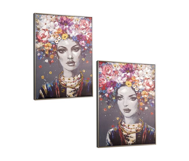 Conforama Cuadros Presume De Casa Elegant62*82*4.5multicolorlienzo 50% Pintado A Mano/marco Ps