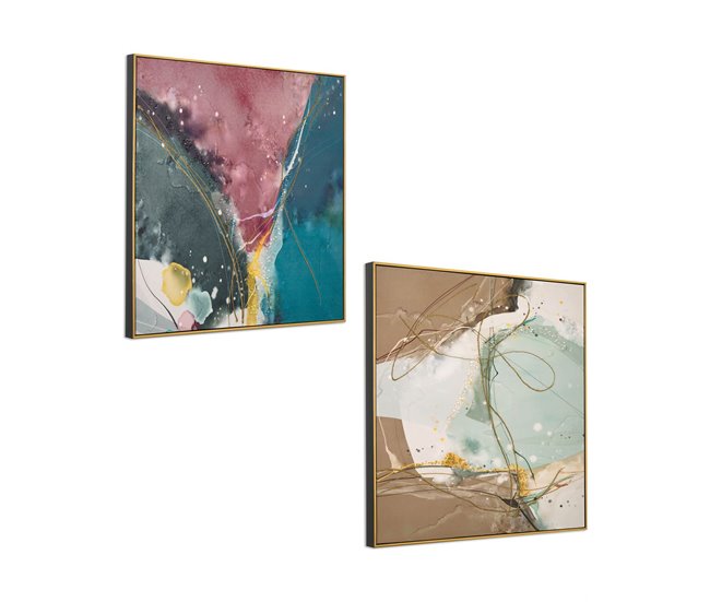 Conforama Cuadros Presume De Casa Jade82*82*4.5azul/rosalienzo Lacado/marco Ps