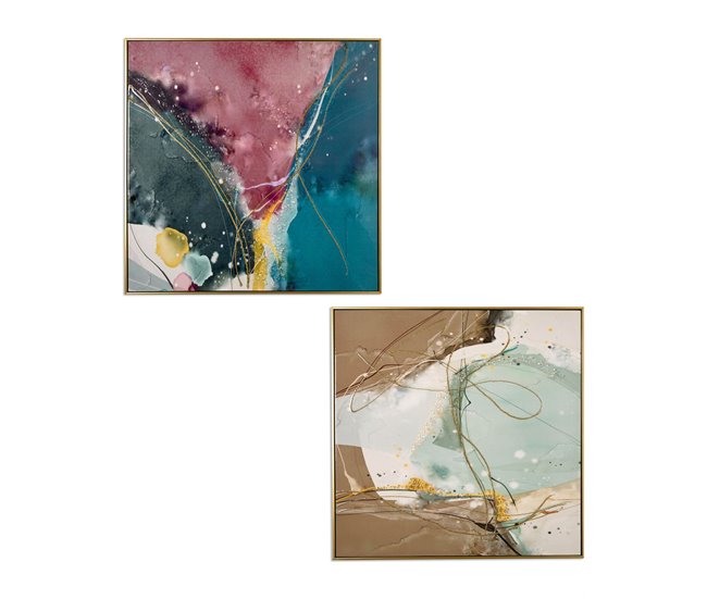 Conforama Cuadros Presume De Casa Jade82*82*4.5azul/rosalienzo Lacado/marco Ps