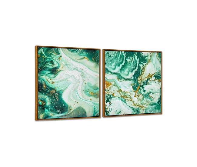 Conforama Cuadros Presume De Casa Milar 60*60*3.5 Azul/verde/dorado Lienzo Ps