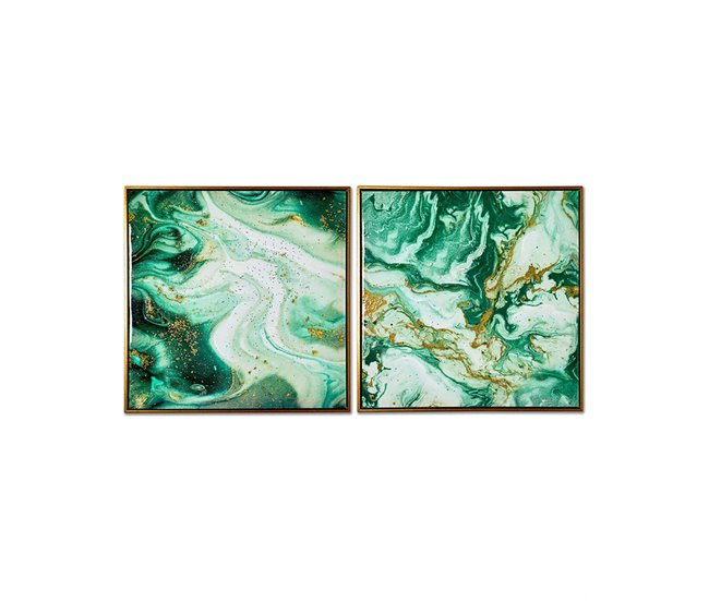 Conforama Cuadros Presume De Casa Milar 60*60*3.5 Azul/verde/dorado Lienzo Ps