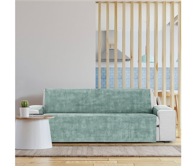 Conforama Cubre Sofá Protector Antimanchas Acabado Aterciopelado Verde 3 Plazas 155 Cm (170-210 Cm)