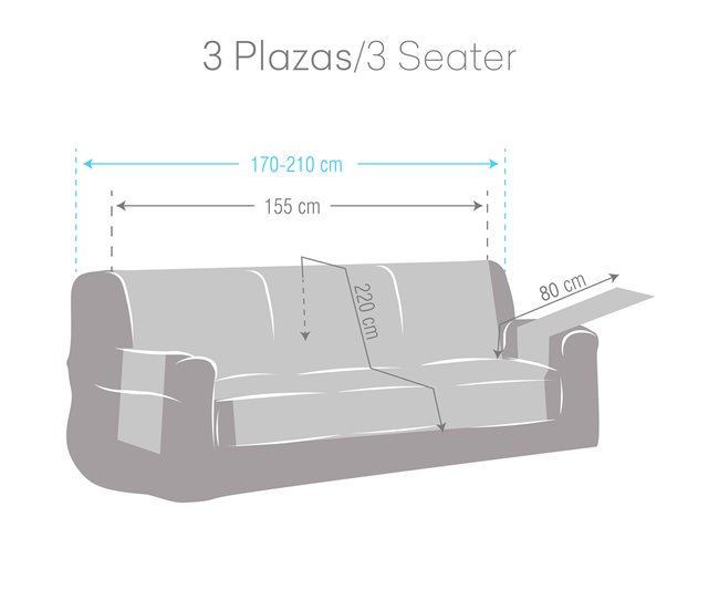 Conforama Cubre Sofá Protector Antimanchas Acabado Aterciopelado Verde 3 Plazas 155 Cm (170-210 Cm)