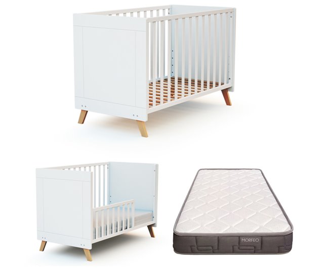 Conforama Cuna bebé Sakura convertible en cama y con colchón Morfeo