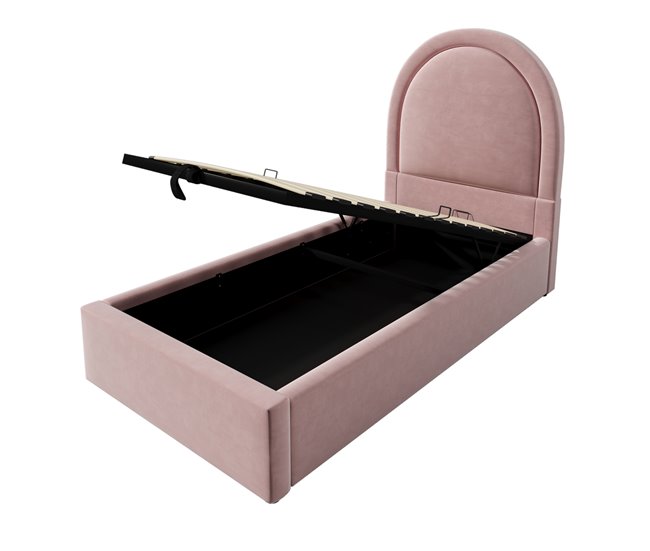 Conforama Cuna tapizada de terciopelo - 90x190 cm - Con almacenaje - Rosa