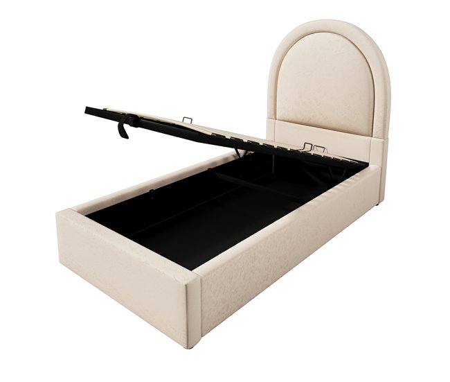 Conforama Cuna tapizada estampada - 90x190 cm - Con almacenaje - Beige