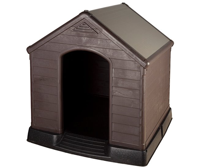 Conforama Curver Caseta perro marrón de resina c/suelo elevado y sistema de ventilación 95x99x99 cm