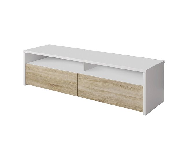 Conforama Daebische Mueble TV Mueble TV Buffet bajo moderno para salón Aparador de televisión para salón con 2 puertas 130x40h36 cm Blanco brillo