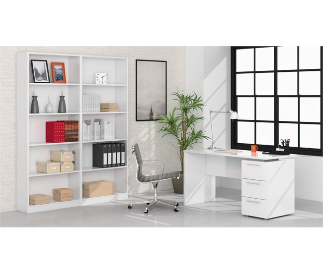 Conforama Dbuttar Escritorio Escritorio De Oficina Moderno Mesa De Estudio Con Cómoda Con 2 Cajones Y 1 Puerta 138x60h74 Cm Blanco