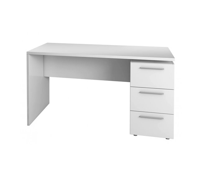 Conforama Dbuttar Escritorio Escritorio de oficina moderno Mesa de estudio con cómoda con 2 cajones y 1 puerta 138x60h74 cm Blanco