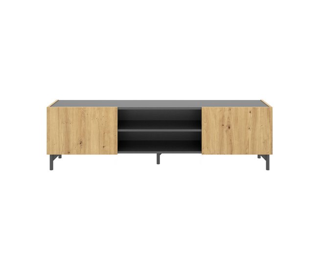 Conforama Dcod Mueble TV Aparador bajo de salón Aparador de salón para televisión 161x35h45 cm Roble Nudoso y Antracita