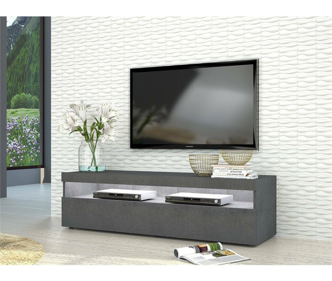 Conforama Ddunca Mueble TV Aparador Bajo De Salón Con 1 Puerta Base Para Mueble TV 100% Made In Italy 130x45h36 Cm Pizarra